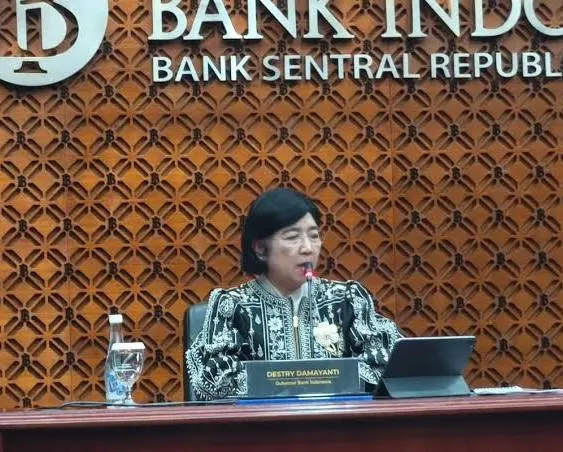 Gubernur Bank Indonesia Destry Damayanti dalam Konferensi Pers di Kantor Pusat BI, Jakarta, Kamis (24/9/2026)